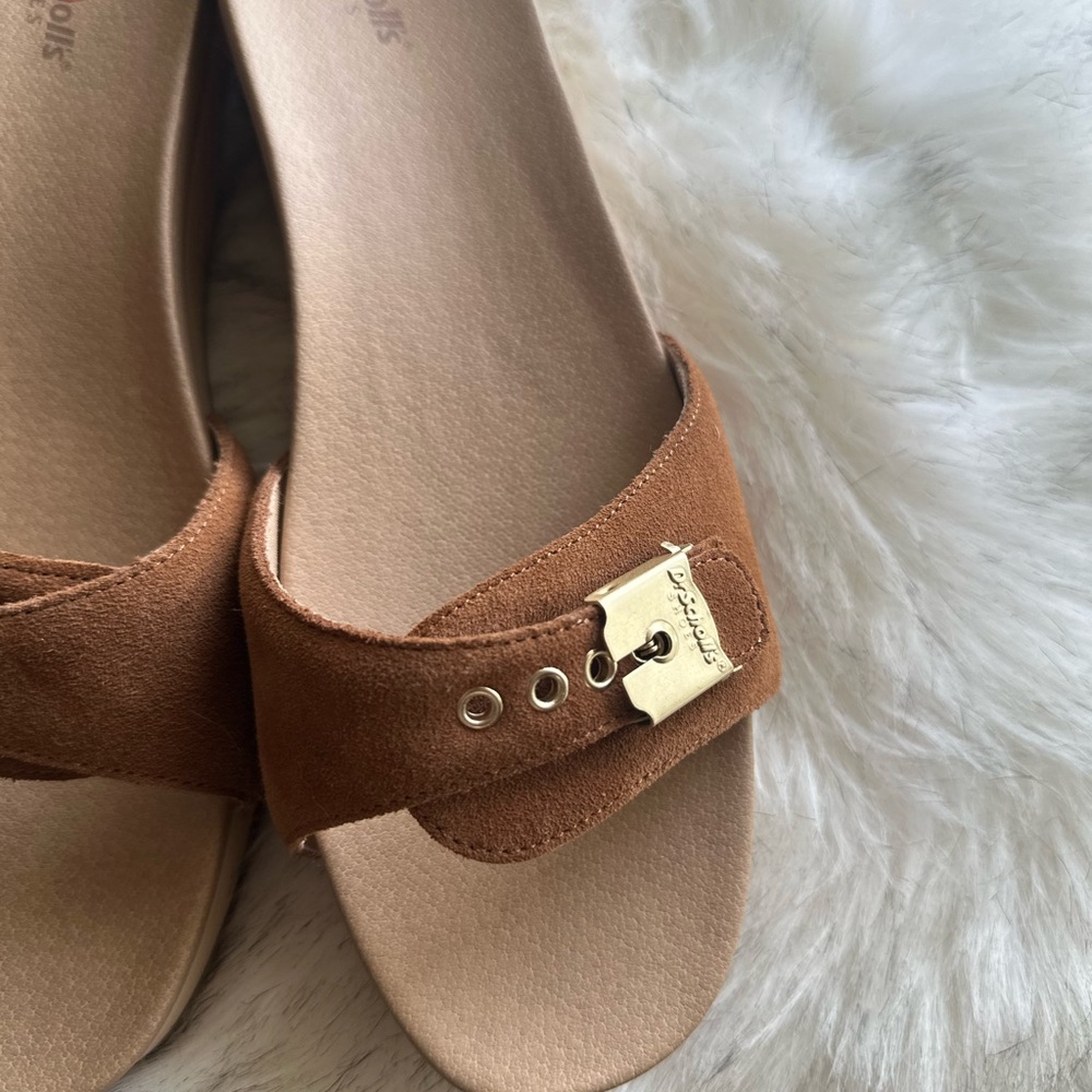 Dr. Scholl's Tan Suede Buckle Sandals - Picture 11 of 14